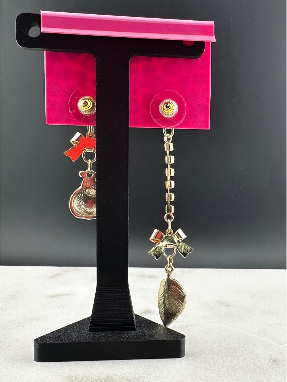 Betsey Johnson Mismatched Dangly Earrings with Ladybug - Picture 3 of 4